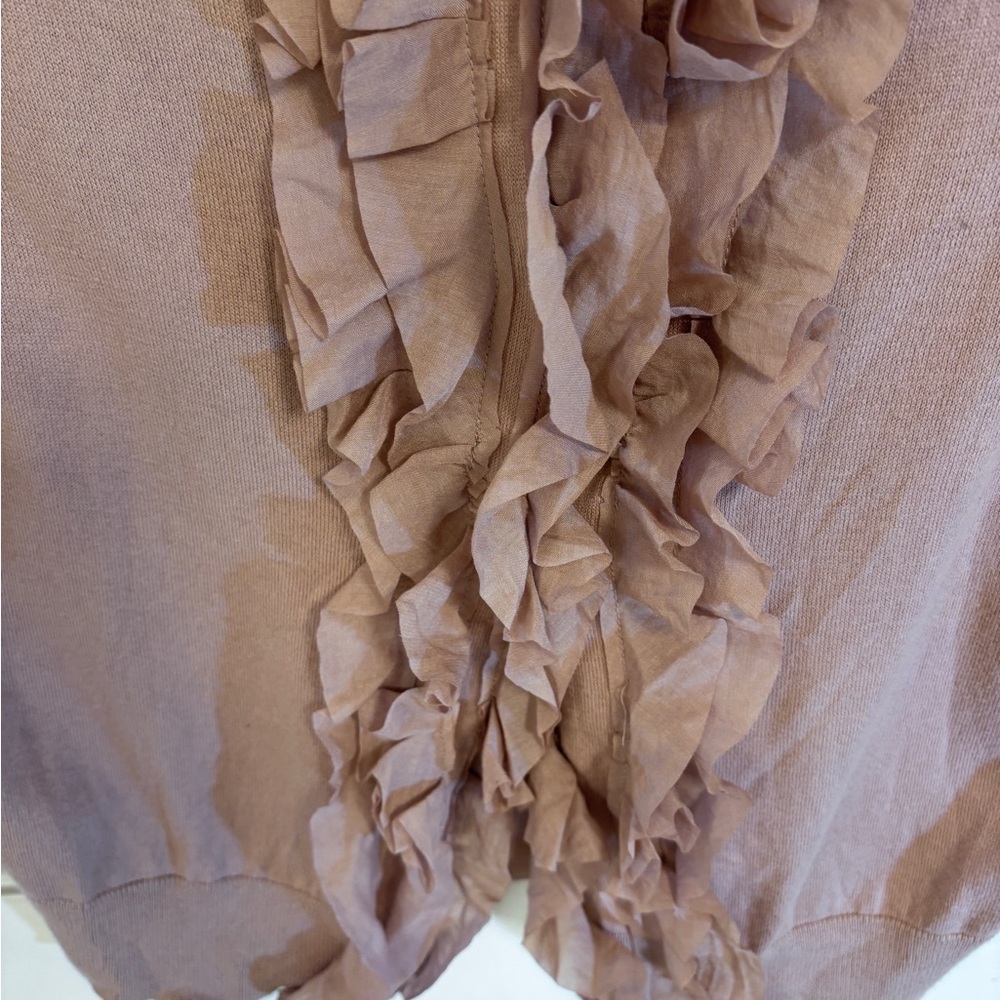 LOFT Lavender Knit Cardigan Snap Down Ruffle Front - Picture 4 of 9